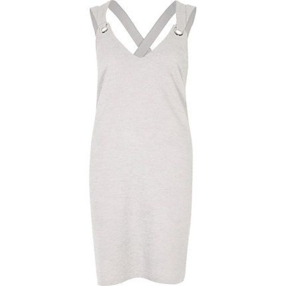 NWT River Island Gray Criss Cross Cami Mini Dress - Picture 1 of 2